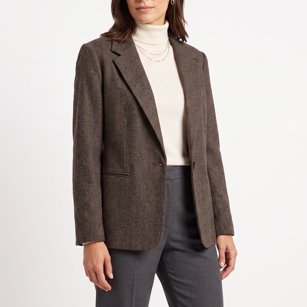 Briggs Blazer Womens 2X Brown Textured Single Button NWT